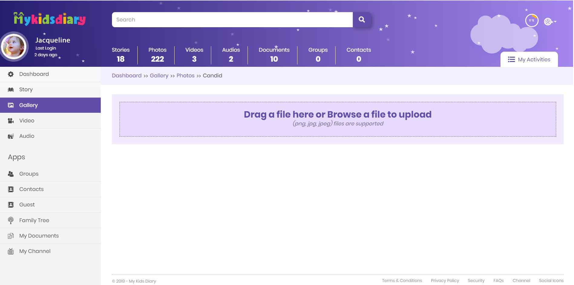 My Kids Diary Gallery Upload